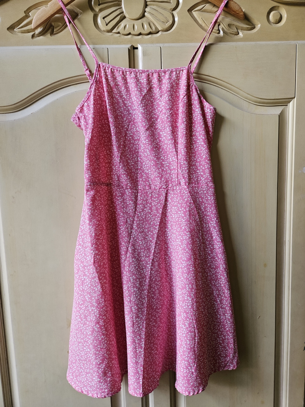 Pink Floral Spaghetti-Strap Mini Dress